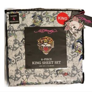 🐉Ed Hardy 6 Piece Dragon Tattoo King Sheet Set
